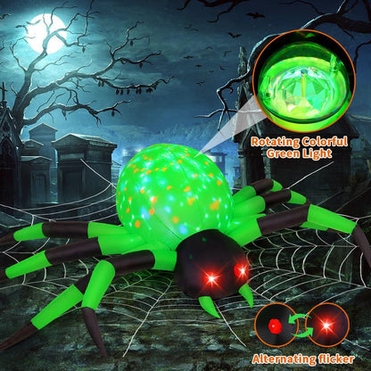 GOOSH 9FT Wide Halloween Inflatable Spider Outdoor Decorations Giant Blow Up Yard Decoration with Built-in LED for Yard Garden Party Lawn
