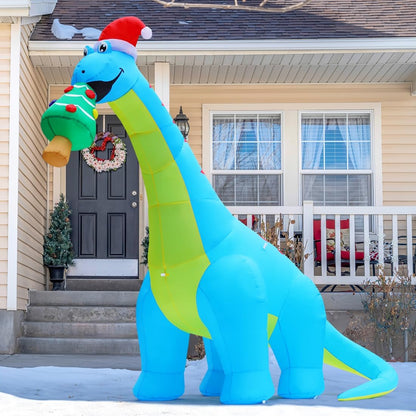 Goosh 10ft Christmas Inflatables Outdoor Decorations, Blow Up Dinosaur Christmas Tree Inflatable with Built-in LEDs for Christmas Indoor Outdoor Yard Lawn Garden Decorations