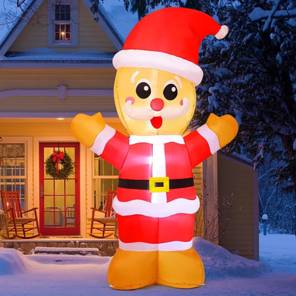 GOOSH 8 FT Tall Christmas Gingerbread Inflatables Outdoor Decorations Blow Up with Built-in LEDs for Indoor Party Yard Lawn Garden Decor