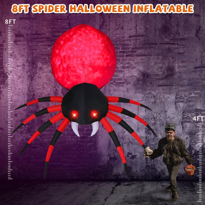 GOOSH 8 FT Halloween Inflatable Spider Outdoor Decoration with Magic Light Blow Up Yard Inflatables Holiday Inflatables for Outdoor Yard Garden Lawn Decor