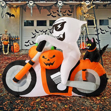 Load image into Gallery viewer, GOOSH 6 FT Halloween Inflatables Ghost Outdoor Decorations Blow Up Yard Pumpkin Cat Motorcycle with Built-in LEDs for Indoor Party Garden Lawn Decor
