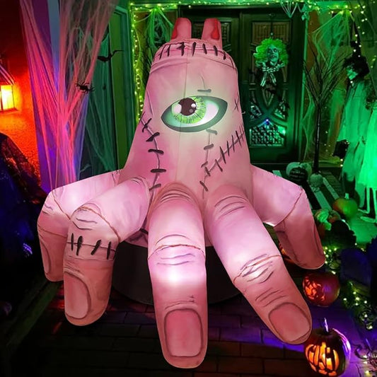 GOOSH 6 FT Halloween Inflatables Hand Outdoor Decorations Blow Up Yard Scary Giant with Built-in LEDs for Indoor Party Garden Lawn Decor