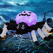 Load image into Gallery viewer, GOOSH 5 FT Width Halloween Inflatables Outdoor Decorations Spider with Magic Light, Blow Up Yard Decorations with LED Lights for Party Yard Garden Lawn
