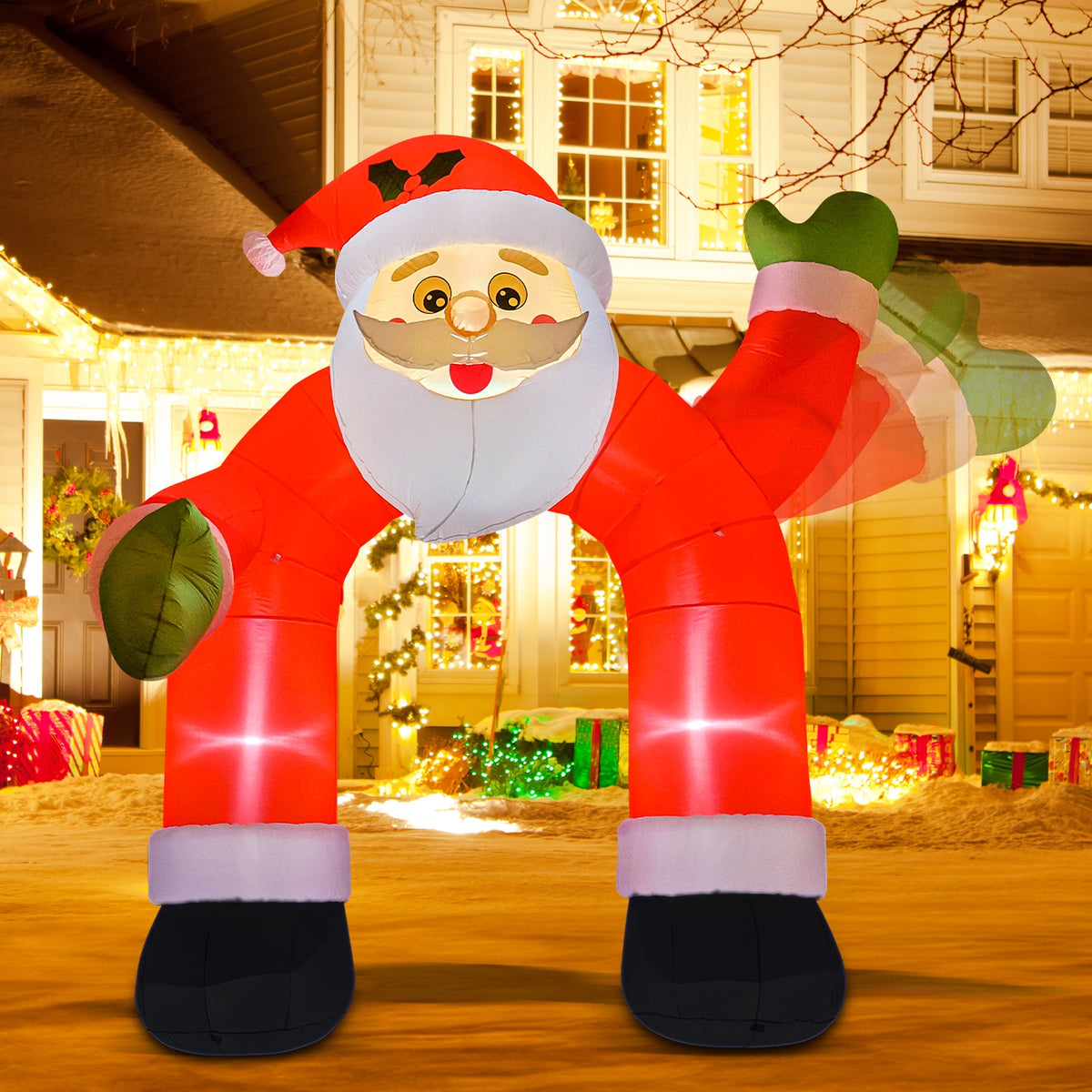Led Rooftop Dancing Santa GOOSH 8FT Animated Dancing Santa Inflatable with Shaking Arms and LED