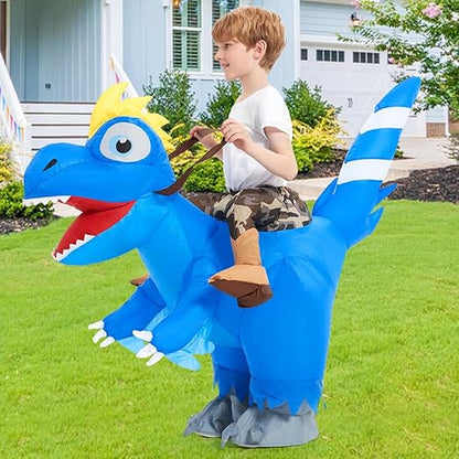 GOOSH Inflatable Dinosaur Costume Kids Halloween Blow up Costumes for Boys Girls Funny Riding Air Costume for Party Cosplay