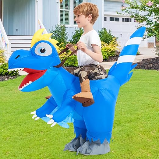 Goosh Inflatable Dinosaur Costume Kids Halloween Blow up Costumes for Boys Girls Funny Riding Air Costume for Party Cosplay