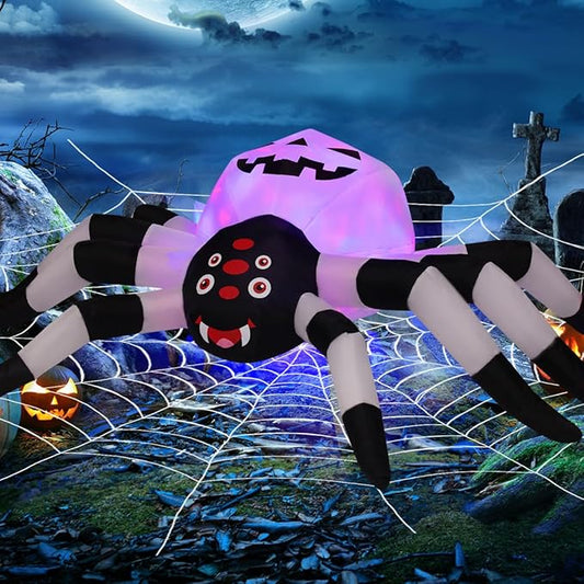 GOOSH 5.2FT Wide Window Spider Halloween Inflatable with Magic LED Lights