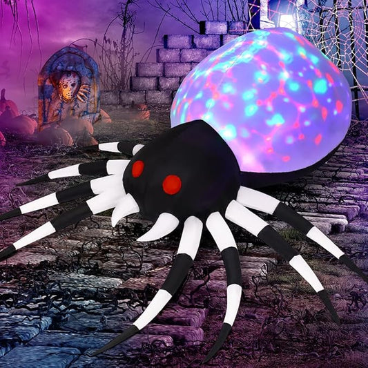 GOOSH 6FT Tall Halloween Spider Inflatable with Magic Lights