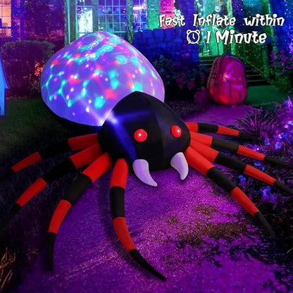 GOOSH 5 FT Width Halloween Inflatable Spider Outdoor Decoration with Magic Light, Blow Up Yard Inflatables Holiday Inflatables for Outdoor Yard Garden Lawn Decor