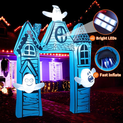 11.8FT Haunted House Archway with Ghosts Halloween Inflatable
