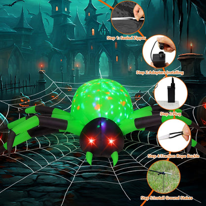 GOOSH 9FT Wide Halloween Inflatable Spider Outdoor Decorations Giant Blow Up Yard Decoration with Built-in LED for Yard Garden Party Lawn