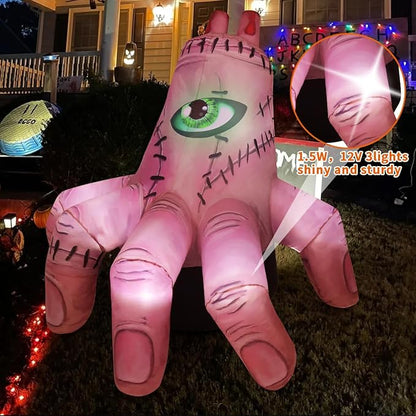 GOOSH 6 FT Halloween Inflatables Hand Outdoor Decorations Blow Up Yard Scary Giant with Built-in LEDs for Indoor Party Garden Lawn Decor