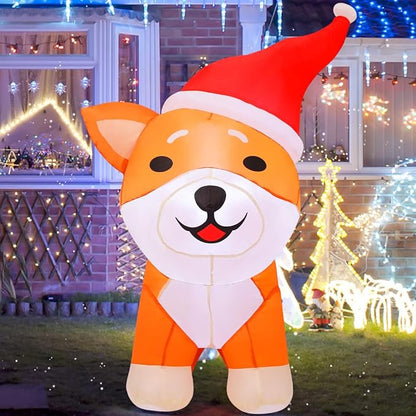 Goosh 4FT Christmas Inflatables Outdoor Decorations Blow Up Dog Built-in LEDs for Christmas Indoor Outdoor Yard Lawn Garden Decorations