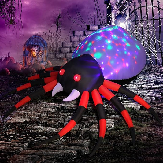 GOOSH 5FT Wide Halloween Spider Inflatable with Magic Lights