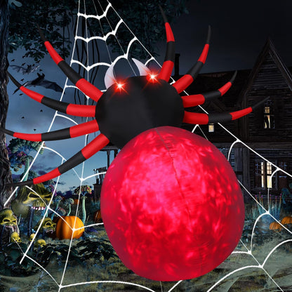 GOOSH 8 FT Halloween Inflatable Spider Outdoor Decoration with Magic Light Blow Up Yard Inflatables Holiday Inflatables for Outdoor Yard Garden Lawn Decor