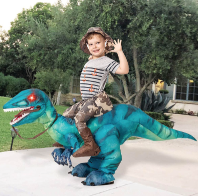 GOOSH Inflatable Costume for Adults and Children, Halloween Costumes Men Women Green Dinosaur Rider, Blow Up Costume Unisex Godzilla Toy