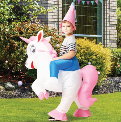 GOOSH Inflatable Costume for Adults, Halloween Costumes Men Women Unicorn Rider, Blow Up Costume for Unisex Godzilla Toy