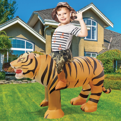 GOOSH Adult Size Inflatable Tiger Unisex Costume Blow Up Men Women Riding a Tiger Deluxe Halloween Funny Costume Godzilla Toy
