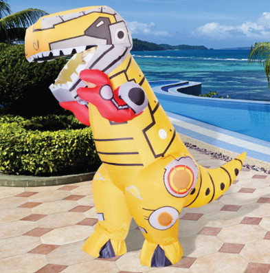 72 Inch Inflatable Mecha Dinosaur Costume Covering Whole Body in Yellow