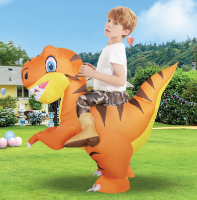 GOOSH Inflatable Costume for Adults and Children, Halloween Costumes Men Women Orange Dinosaur Rider