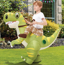 Load image into Gallery viewer, GOOSH Inflatable Costume for Adults and Children, Halloween Costumes Men Women Green Dinosaur Rider
