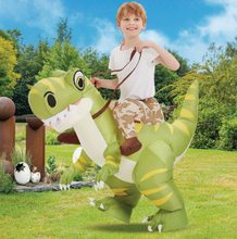 Load image into Gallery viewer, GOOSH Inflatable Costume for Adults and Children, Halloween Costumes Men Women Green Dinosaur Rider
