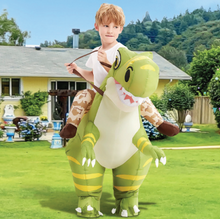 Load image into Gallery viewer, GOOSH Inflatable Costume for Adults and Children, Halloween Costumes Men Women Green Dinosaur Rider
