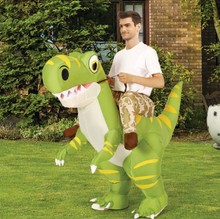 Load image into Gallery viewer, GOOSH Inflatable Costume for Adults and Children, Halloween Costumes Men Women Green Dinosaur Rider
