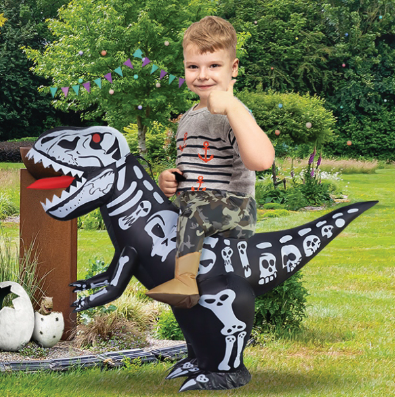 GOOSH Inflatable Dinosaur Costume Kids Ride-on Inflatables Blow Up Dino Costume Skeleton Funny Dress for Halloween Party