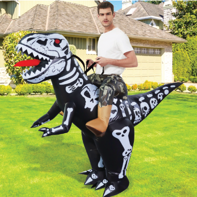 GOOSH Inflatable Dinosaur Costume Kids Ride-on Inflatables Blow Up Dino Costume Skeleton Funny Dress for Halloween Party