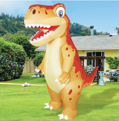 GOOSH Inflatable Dinosaur Costume for Adults Blow Up T Rex Costume Dino Inflatable Costume Orange Full Body for Halloween Party