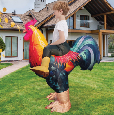 Goosh Inflatable Chicken Costume Rooster Adult Suit Funny Cosplay Halloween Costume for Men Women Birthday Christmas