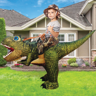 GOOSH Inflatable Costume for Adults and Children, Halloween Costumes Men Women Green Dinosaur Rider