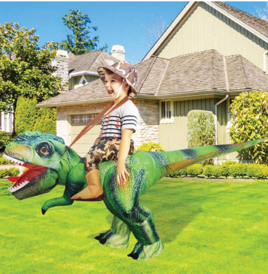 GOOSH Inflatable Green Dinosaur Costume Riding T Rex Air Blow up Funny Party Halloween Costume for Men/Women
