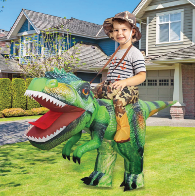 GOOSH Inflatable Green Dinosaur Costume Riding T Rex Air Blow up Funny Party Halloween Costume for Men/Women