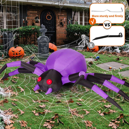 GOOSH Halloween Inflatables Outdoor Decorations, 9 FT Width Spider Blow Up Yard Decoration with Built-in LED for Yard Garden Party Lawn