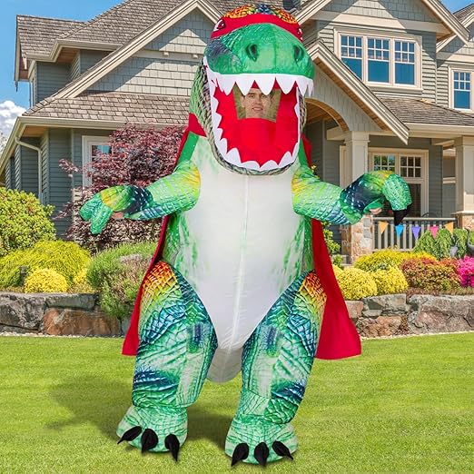 Goosh Inflatable Dinosaur Costume for Adults, Blow Up Trex Costume Dinosaur Inflatable Costume Green for Halloween Party