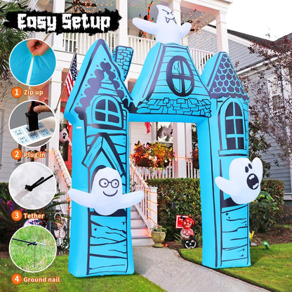 11.8FT Haunted House Archway with Ghosts Halloween Inflatable