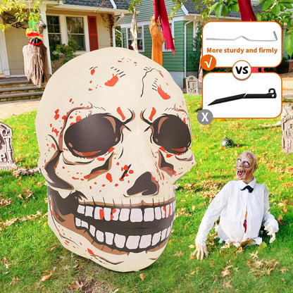 Goosh 3.6 FT Halloween Inflatables Skull Outdoor Decorations Blow Up Yard Scary Colorful Skeleton Skull with Built-in Changeable LEDs for Garden Lawn Indoor Party Decor