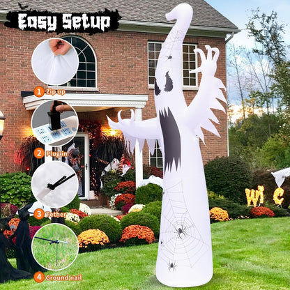 GOOSH 12 FT Halloween Inflatables Ghost Outdoor Decorations Blow Up Yard Giant Towering Terrible Spooky Flame Lamp Ghost with Built-in LEDs for Garden Lawn Indoor Party Decor