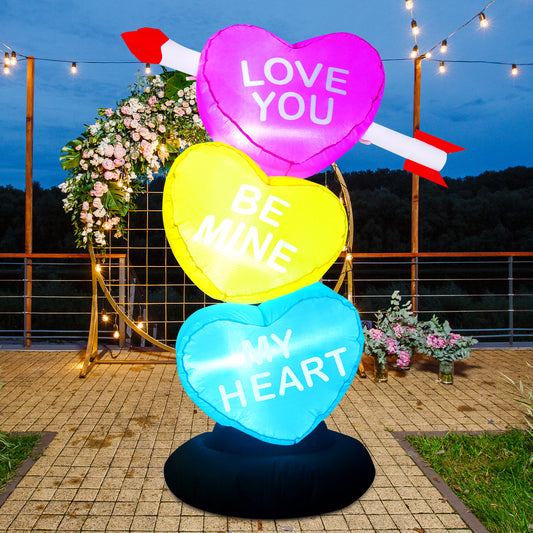 GOOSH 4 FT Valentines Day Inflatables Heart Outdoor Decorations Valentine Blow Up Yard Decorations