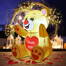 Load image into Gallery viewer, GOOSH Valentines Day Inflatables Bear 3.4 FT with Love Heart Outdoor Decorations with Built-in LEDs, Valentine&#39;s Day Blow Up Yard Decoration for Holiday Party Indoor Outdoor Yard Garden Lawn #90021
