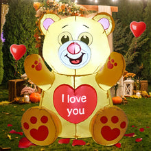 Load image into Gallery viewer, GOOSH Valentines Day Inflatables Bear 3.4 FT with Love Heart Outdoor Decorations with Built-in LEDs, Valentine&#39;s Day Blow Up Yard Decoration for Holiday Party Indoor Outdoor Yard Garden Lawn #90021
