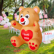 Load image into Gallery viewer, GOOSH Valentines Day Inflatables Bear 3.4 FT with Love Heart Outdoor Decorations with Built-in LEDs, Valentine&#39;s Day Blow Up Yard Decoration for Holiday Party Indoor Outdoor Yard Garden Lawn #90021
