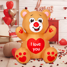 Load image into Gallery viewer, GOOSH Valentines Day Inflatables Bear 3.4 FT with Love Heart Outdoor Decorations with Built-in LEDs, Valentine&#39;s Day Blow Up Yard Decoration for Holiday Party Indoor Outdoor Yard Garden Lawn #90021
