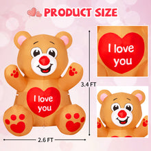 Load image into Gallery viewer, GOOSH Valentines Day Inflatables Bear 3.4 FT with Love Heart Outdoor Decorations with Built-in LEDs, Valentine&#39;s Day Blow Up Yard Decoration for Holiday Party Indoor Outdoor Yard Garden Lawn #90021
