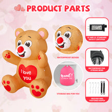 Load image into Gallery viewer, GOOSH Valentines Day Inflatables Bear 3.4 FT with Love Heart Outdoor Decorations with Built-in LEDs, Valentine&#39;s Day Blow Up Yard Decoration for Holiday Party Indoor Outdoor Yard Garden Lawn #90021
