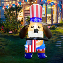 Load image into Gallery viewer, GOOSH 4th of July Inflatables 4FT Dog with American Flag Independence Day Blow Up Inflatable Yard Decorations with Built-in LEDs for Holiday Party Indoor Outdoor Yard Garden Lawn
