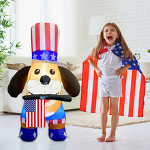 Load image into Gallery viewer, GOOSH 4th of July Inflatables 4FT Dog with American Flag Independence Day Blow Up Inflatable Yard Decorations with Built-in LEDs for Holiday Party Indoor Outdoor Yard Garden Lawn
