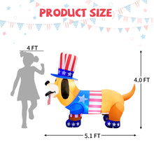 Load image into Gallery viewer, GOOSH 4th of July Inflatables 4FT Dog with American Flag Independence Day Blow Up Inflatable Yard Decorations with Built-in LEDs for Holiday Party Indoor Outdoor Yard Garden Lawn
